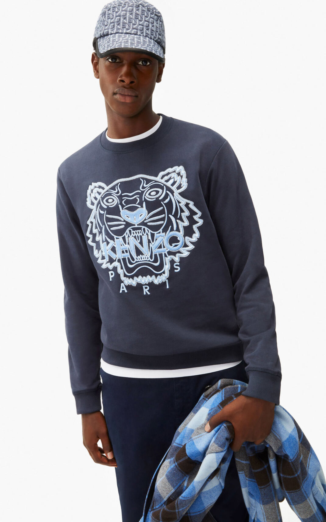 Kenzo Tiger φούτερ ανδρικα μπλε μαυρα | GR885259